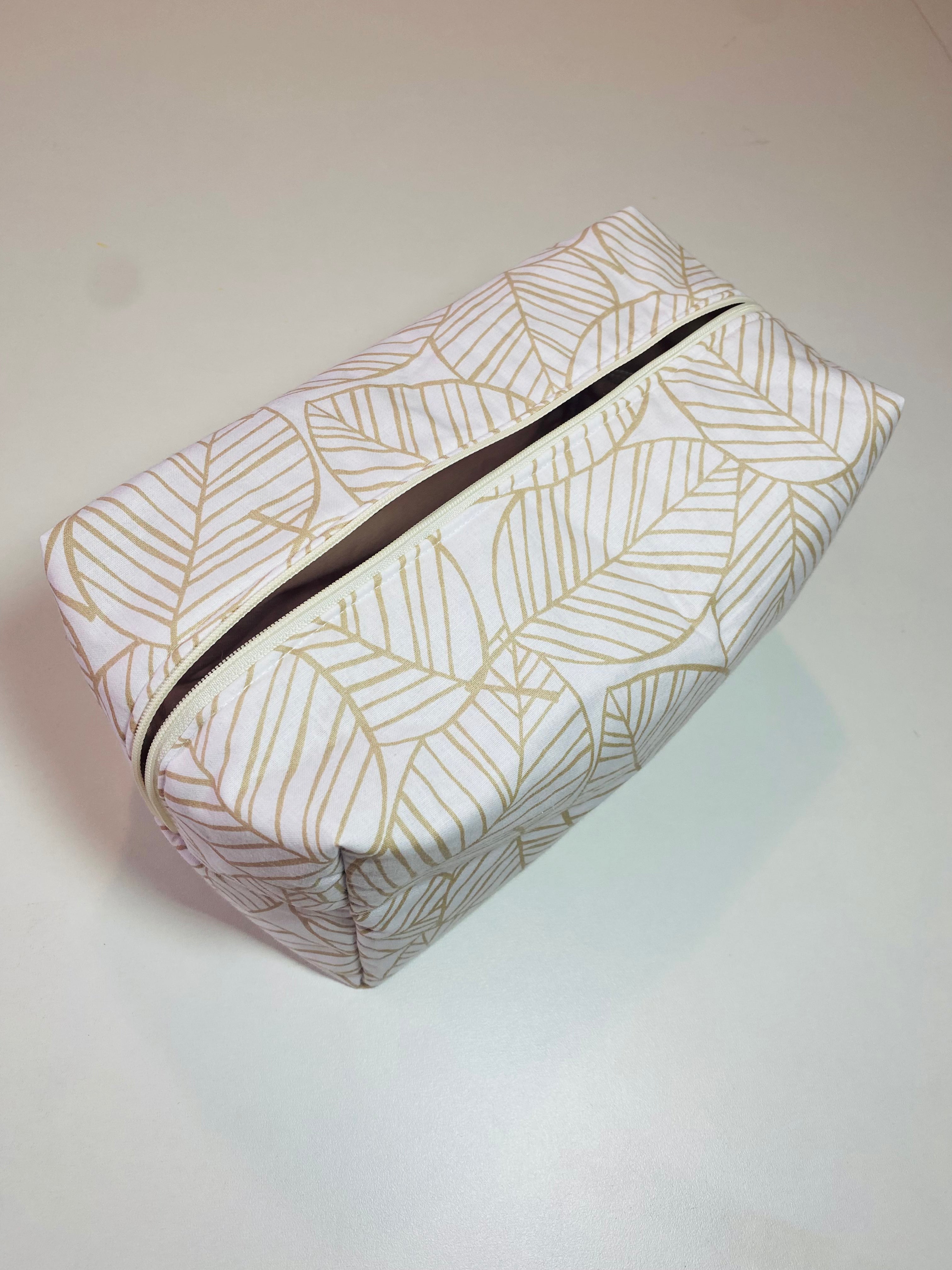 Grande Trousse de toilette blanc beige/ Trousse maquillage