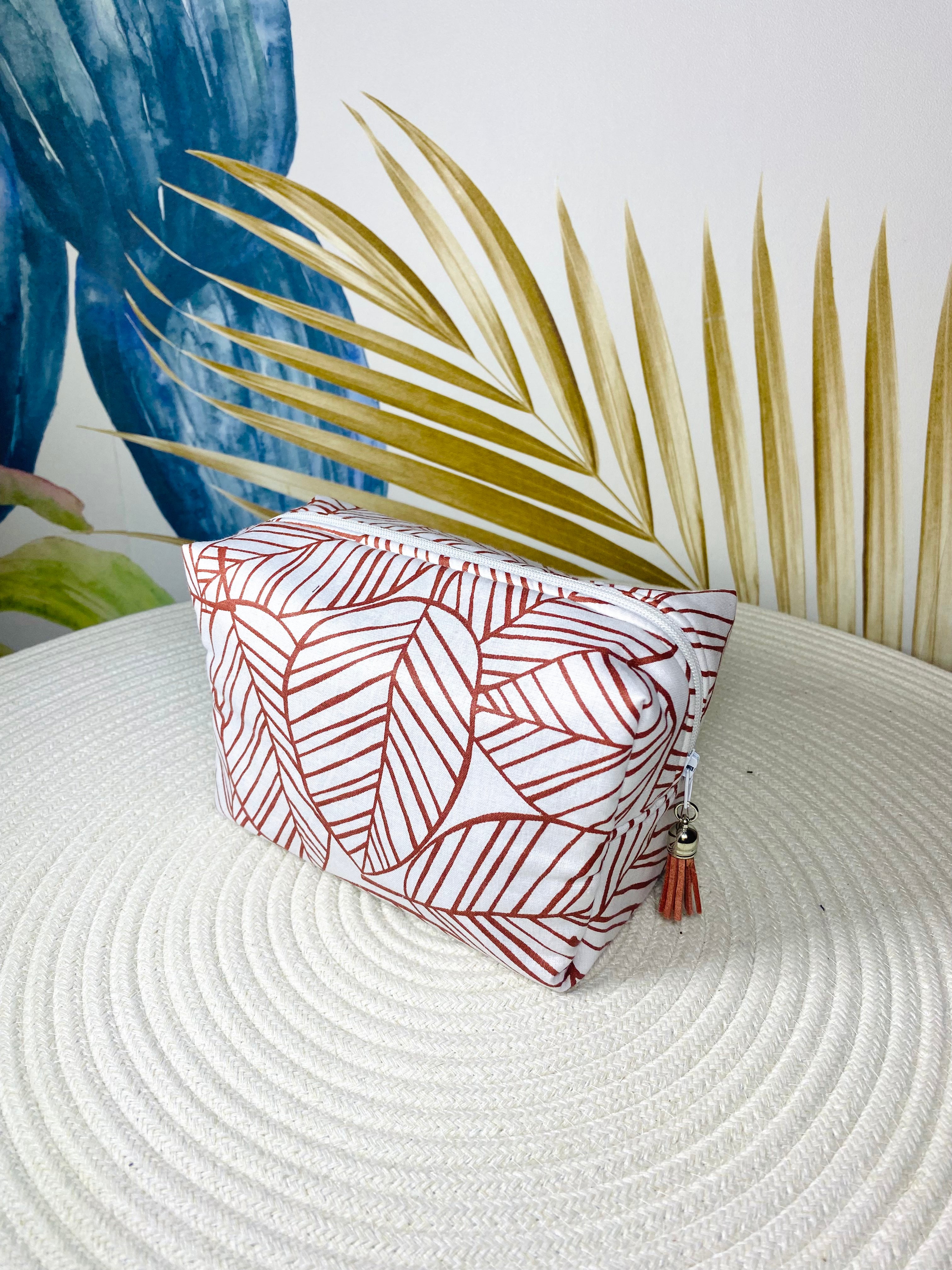 Trousse de toilette bordeaux et blanc / petite Trousse  / Trousse maquillage