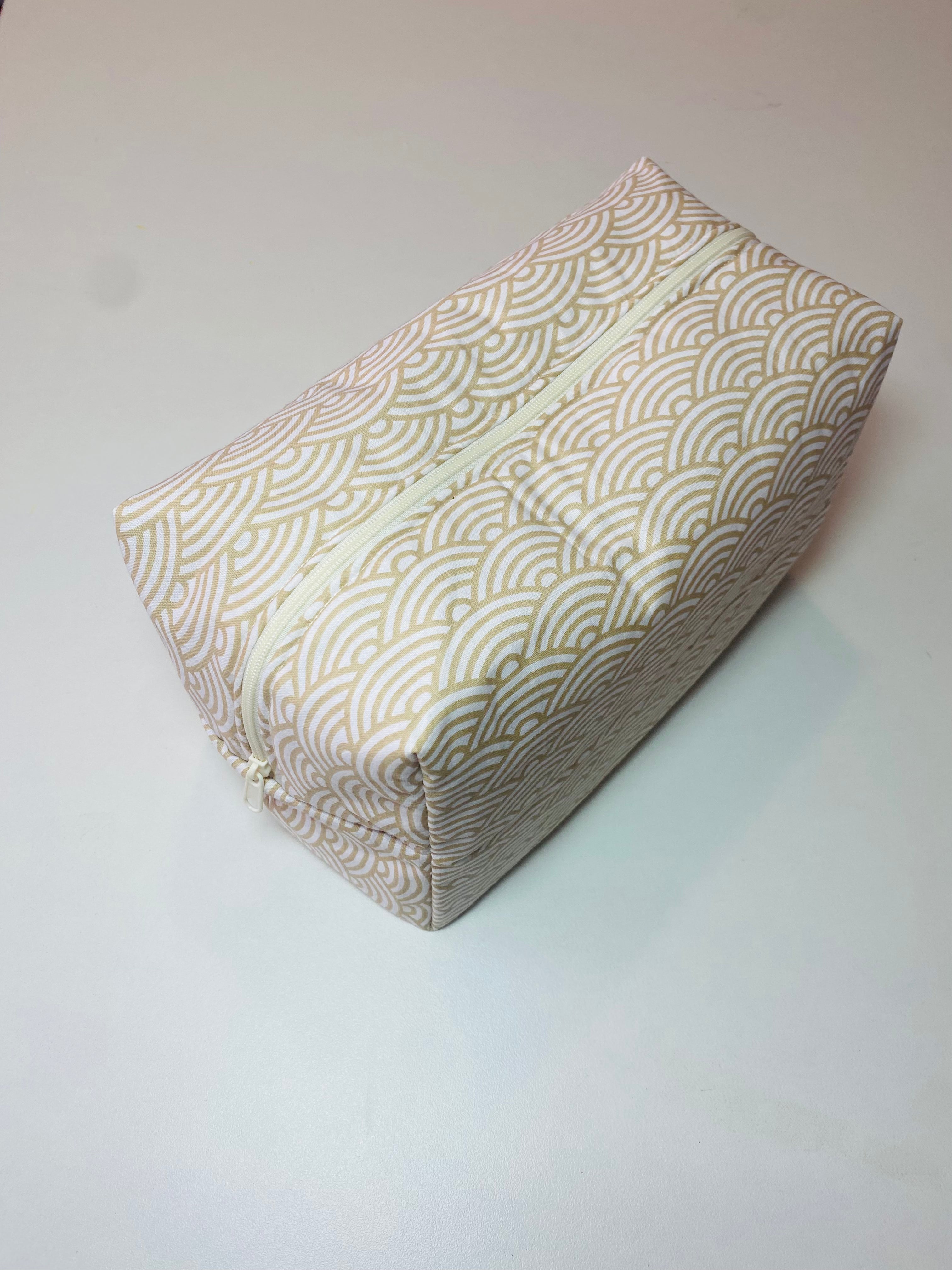 Grande Trousse de toilette blanc beige/ Trousse maquillage